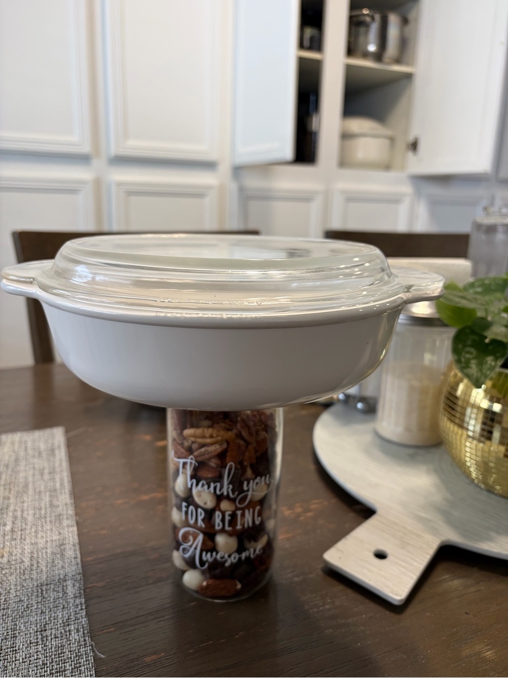 Vintage Corning White Ceramic Covered Casserole Dish with Glass Lid